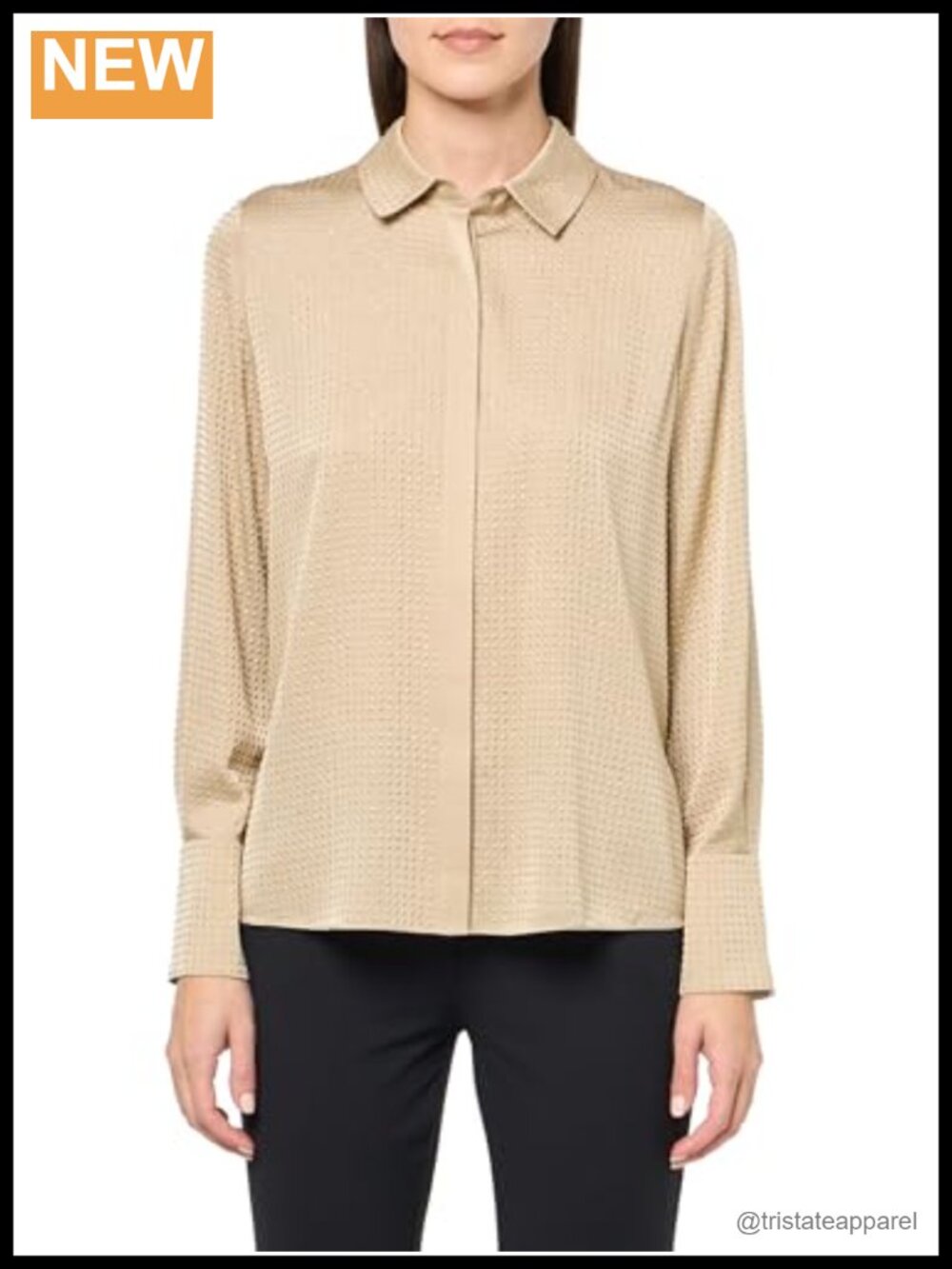 Kobi Halperin Silk Blend Long Sleeve Blouse Notched Collar Relaxed Fit
